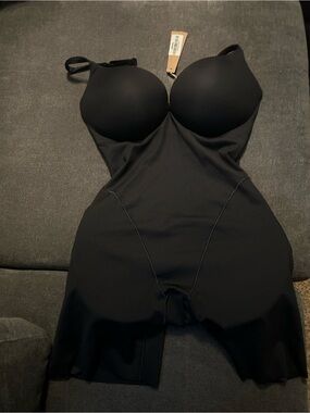 Black Shaping Bodysuit with Built-In Bra and padding to the glutes.